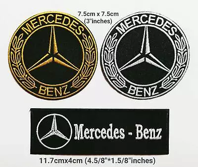 Mercedes Benz 3pcs  Logo Patches On Iron Onsew *TH- USA BY USPS Agent🚀 • $5.50