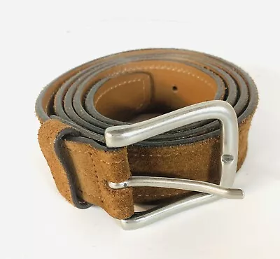 H.S. Trask Leather Belt Suede Brown Tan Made In USA 32-1703 Sz  38 • $34