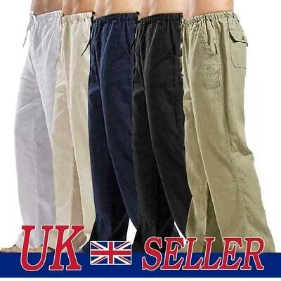 Plus Size Mens Harem Pants Casual Cotton Linen Baggy Loose Yoga Hippy Trousers • £2.59