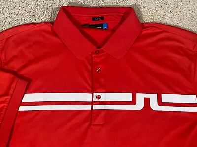 J. Lindeberg Men's XXL Slim Fit Golf Polo Shirt Red Striped Short Sleeve • $23.70