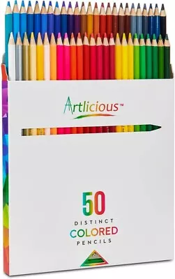 Artlicious 50 Premium Distinct Coloured Pencils For Adult Colouring Books • £10.99