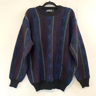 Vtg Sir William Mens XL Sweater Cosby Style Coogi Black Blue Knit Grandpa • $29.99