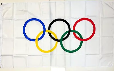 New White 3x5ft OLYMPIC GAMES FLAG Superior Quality US Seller • $12.75