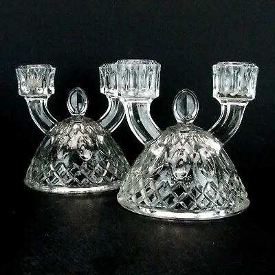Imperial Glass Tradition Clear Double Light Candlestick Candelabra Set Of 2 • $25