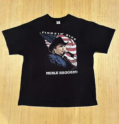 Merle Haggard T-Shirt (Fightin’ Side) 2001 Promo Tee Black Men’s Size XXLarge • $25