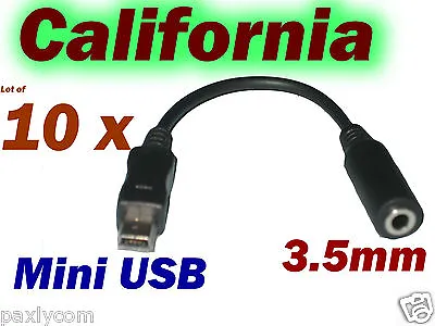 10 X Mini USB To 3.5MM Adapter Jack Plug MOTOROLA V3V3i Cable V 3 Headset Audio  • $14.95