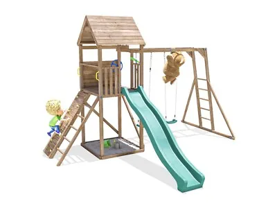 £759.99 • Buy Wooden Climbing Frame Swings Slide Monkey Bars Childrens Garden FrontierFort Max