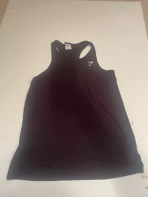 GYMSHARK Tank Top Mens Large Black Muscle Workout Gym Logo Stretch Racerback • $15