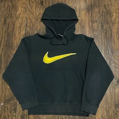 Vintage Nike Hoodie Black Swoosh Large 90s • $35