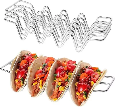 Taco Shell Holder Stand Bar Gifts Oven Safe Grill Safe Stainless Steel Set Of 3 • $15.97