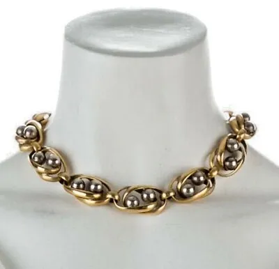 Vintage 1996 Steve Vaubel Yellow 18 K Gold Vermeil Two Tone Toggle Necklace • $2300