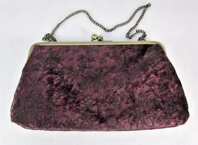 Paradox Clutch Purse Purple Velour Black Floral Pattern - Excellent Condition • $23.99