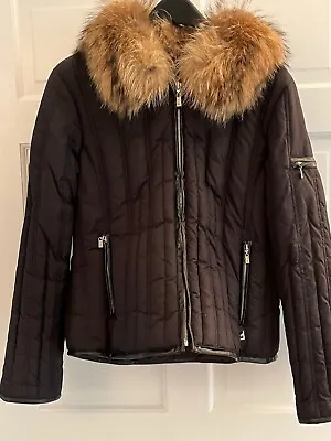 Michael Kors Women's Winter Jacket With Detachable Raccoon Collar ( L) • $49.99