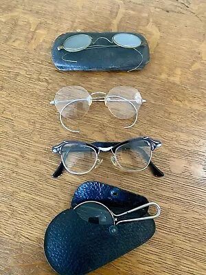 Lot Of 3 Vintage Eye Glasses Including Bausch And Lomb And Magnifying Glass • $19.99