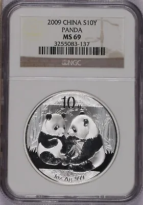 2009 Silver Panda 1 Oz. 10 Yuan NGC MS69. Free Shipping. • $68