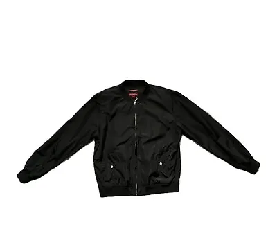 Merona Men's Black Bomber Jacket Lined Windbreaker Size Large • $20