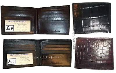 Crocodile Skin Printed Leather Men's Bifold Wallet 2 Bill Slot 9 Card Space 1 ID • $15.96