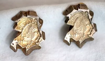 Sterling Mayan Aztec Earrings Vintage Silver • $34.99