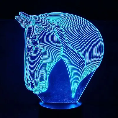 Multicolor RGB LED Lamp Horse Head 3D Effect • £21.08