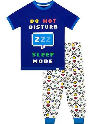 £5.10 • Buy Sleep Mode Pyjamas Kids Boys 5 6 7 8 Years PJs Short Sleeve Bottoms Blue White