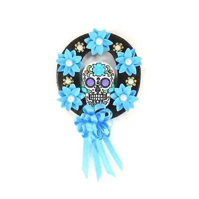 WMH Miniature Dollhouse Halloween Wreath Sugar Skull - Blue • $8.50