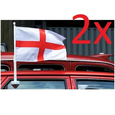 Set Of 2 England Car Flag Window St Georges Cross Football Van World Cup 2018 • £3.90