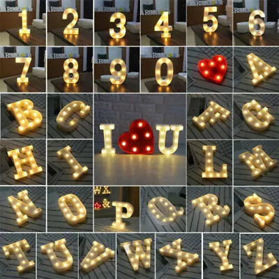 LED Light Up Alphabet Letters Warm White Lights Plastic Numbers Standing UK • £6.99