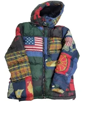 Polo Ralph Lauren Polo Country USA  Patchwork Water-Repellent Down Jacket Coat • $219