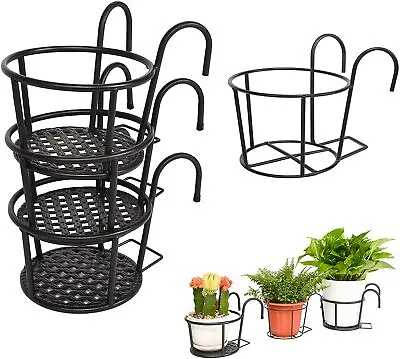 NEW Iron Outdoor Plant Stands 3 Pack+1 Free Hanging Baskets Flower Pot Stands • $17.99