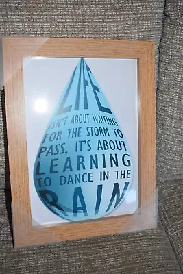 Wooden Framed - Life Isn't About Waiting For The Storm To Pass Dance In Rain NEW • £4.99