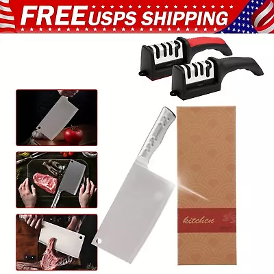 Stainless Steel Meat Cleaver Knife 10  Heavy Duty Kitchen Butcher Knife Non-slip • $12.99