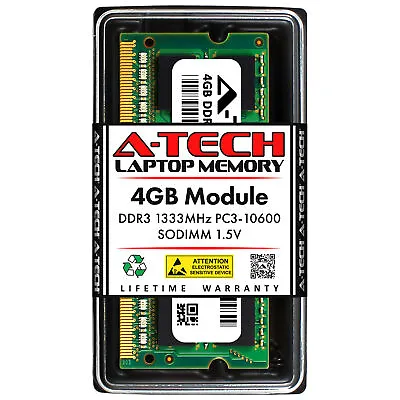 A-Tech 4GB PC3-10600 Laptop SODIMM DDR3 1333 MHz 204-Pin Memory RAM 10600S 1x 4G • $9.99