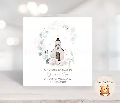 Christening Card Baptism Card Religious DedicationPersonalised Little Church • £3