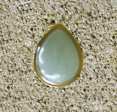 MING'S Honolulu Ice Celadon JADEITE Cabochon Tie Tack Lapel Pin Stud 14k Gold   • $425