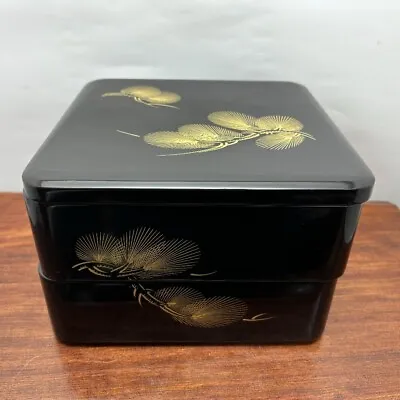 Japan Lunch Jubako Box Gold Maki-E Two-Tiered Box Wajima Lacquerware • $65