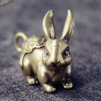 Chinese Art Brass Little Rabbit Keychain Pendant • $9.39