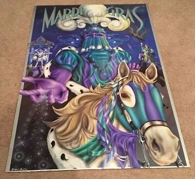 Vintage 1993 Mardi Gras Poster By Michael Hunt 24 X36  The Borders Were Trimmed • $75