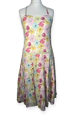 Marc O'Polo Floral Halterneck Summer Dress Size 10 Ditsy Pink Green Cotton • £19.99