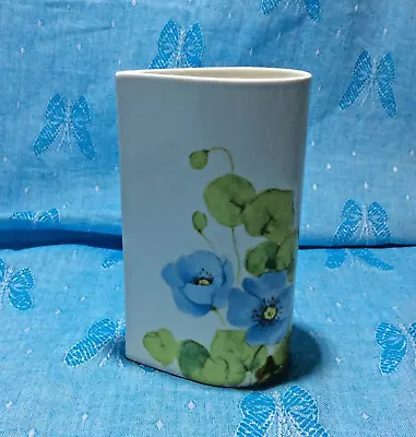 Vintage Mikasa BLUE Water Lilies Bone China Vase (PRISTINE) • $26