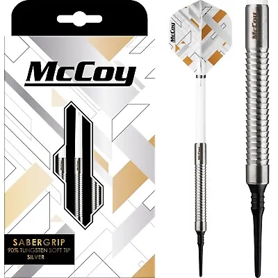£24.95 • Buy Soft Tip McCoy Sabregrip Darts Set 22g Gram Softip Tungsten Razor Edge