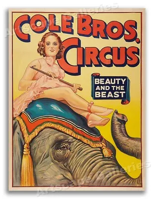 1938 Vintage Circus Poster  Beauty And The Beast  - 24x32 • $40.38