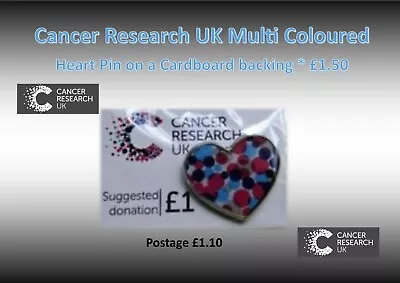 Cancer Research Multi Coloured Heart Pin £1.50 • £1.50