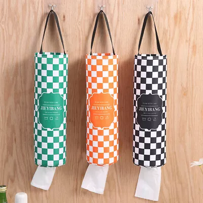 Plastic Bag Holder Dispenser Mesh Storage Tash Garbage Bags Organizer Hanging • $10.69