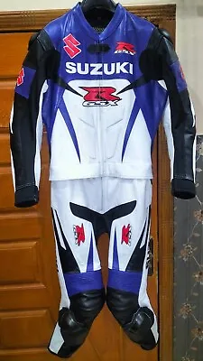 Suzuki GSXR 2 Piece Motorcycle Leather Riding Suit Motorbike Suit All Sizes  • $340