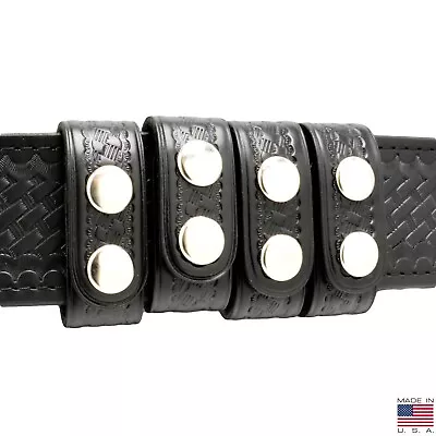 Perfect Fit Duty Belt Keepers 1  Basketweave Leather Chrome Snap USA Made 4 Pack • $19.12