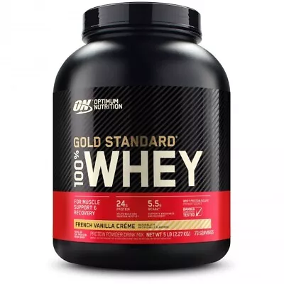 Optimum Nutrition Gold Standard 100% Whey (French Vanilla) 5 Lb + FREE SHAKER • $64.95