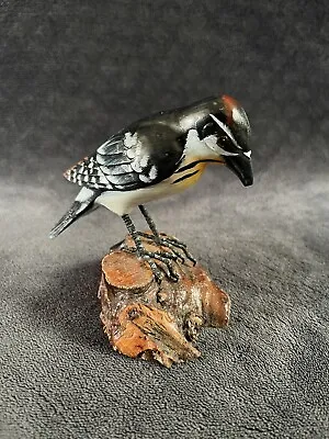 $25 • Buy Vintage Folk Art Carved Hand Painted Perched Bird Figurine 