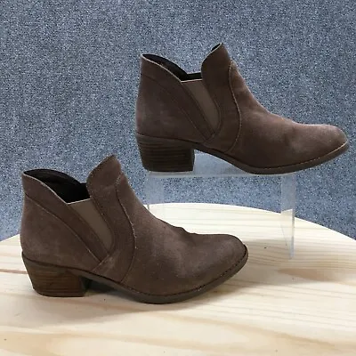 Me Too Boots Womens 8.5 M Zasper Ankle Booties Heels Brown Leather Pull On • $26.59