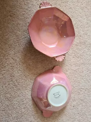 Pair Of Pink Maling Lustre Ware  Dishes. Perfect. • £10