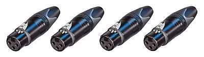 (4 PACK) NEUTRIK NC3FXX-B 3-Pin XLR Female Cable Mt Connector Black W/ Gold Pins • $23.45